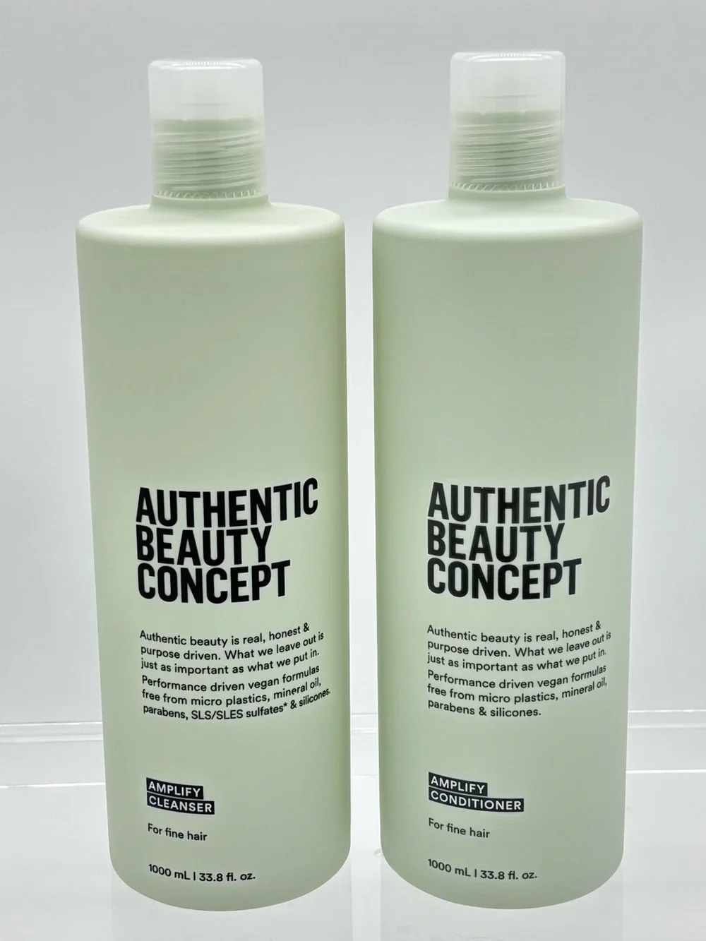 Authentic Beauty Concept Amplify Cleanser Conditioner Set 33.8 Vegan Fine Hair